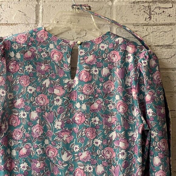 Vintage Floral 80s Jennifer Gee Pleated Long Sleeve Dress 10 - Picture 8 of 10